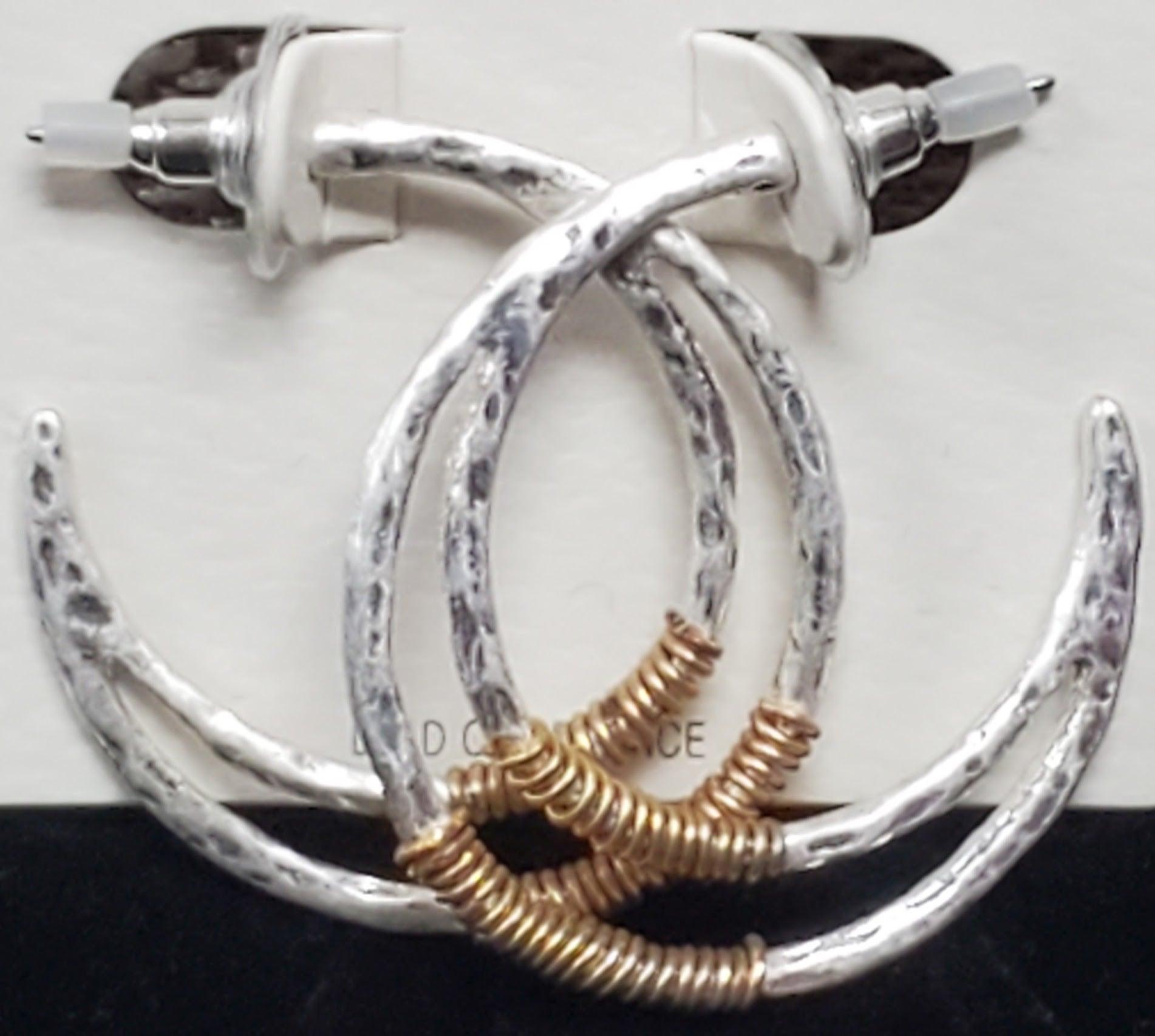 Hammered Open Double Hoop Earrings - Lady Dorothy Boutique
