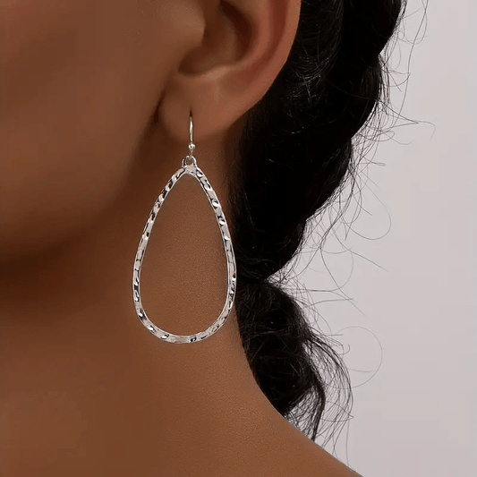 Hammered Teardrop Hoops - Lady Dorothy Boutique