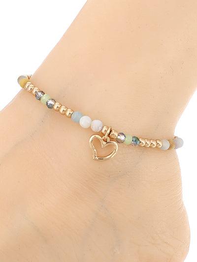 Heart Pendant Stretch Anklet - Lady Dorothy Boutique