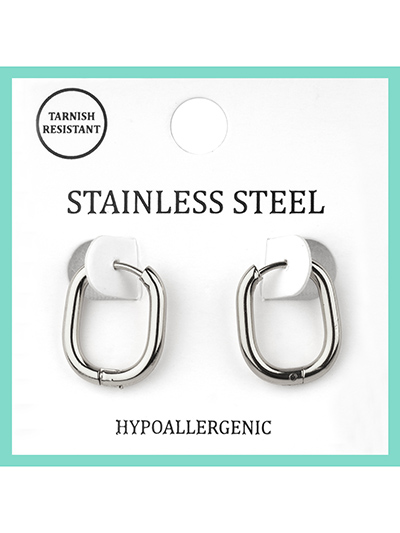 Stainless Steel Hoop Huggie Earrings