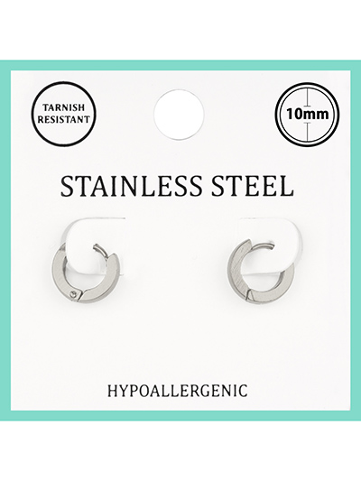 Stainless Steel Hoop Huggie Earrings