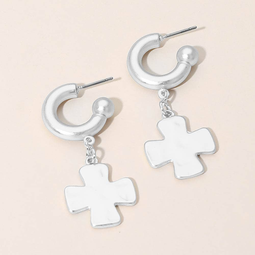 Cross Huggie Earrings