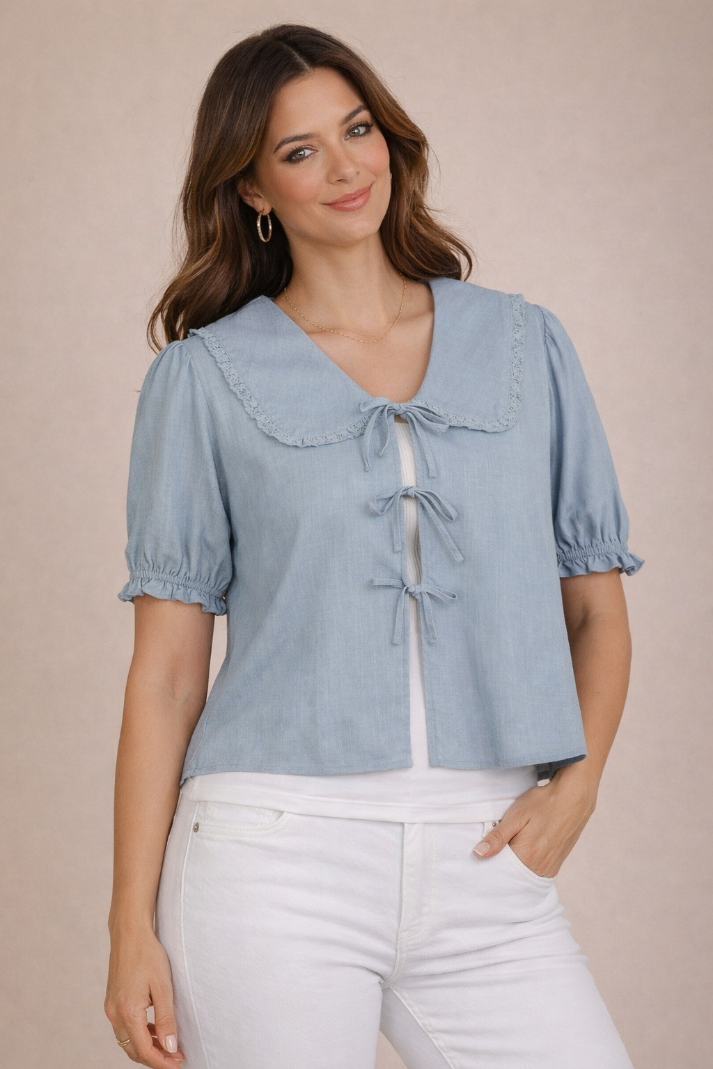 Linen & Lace Top