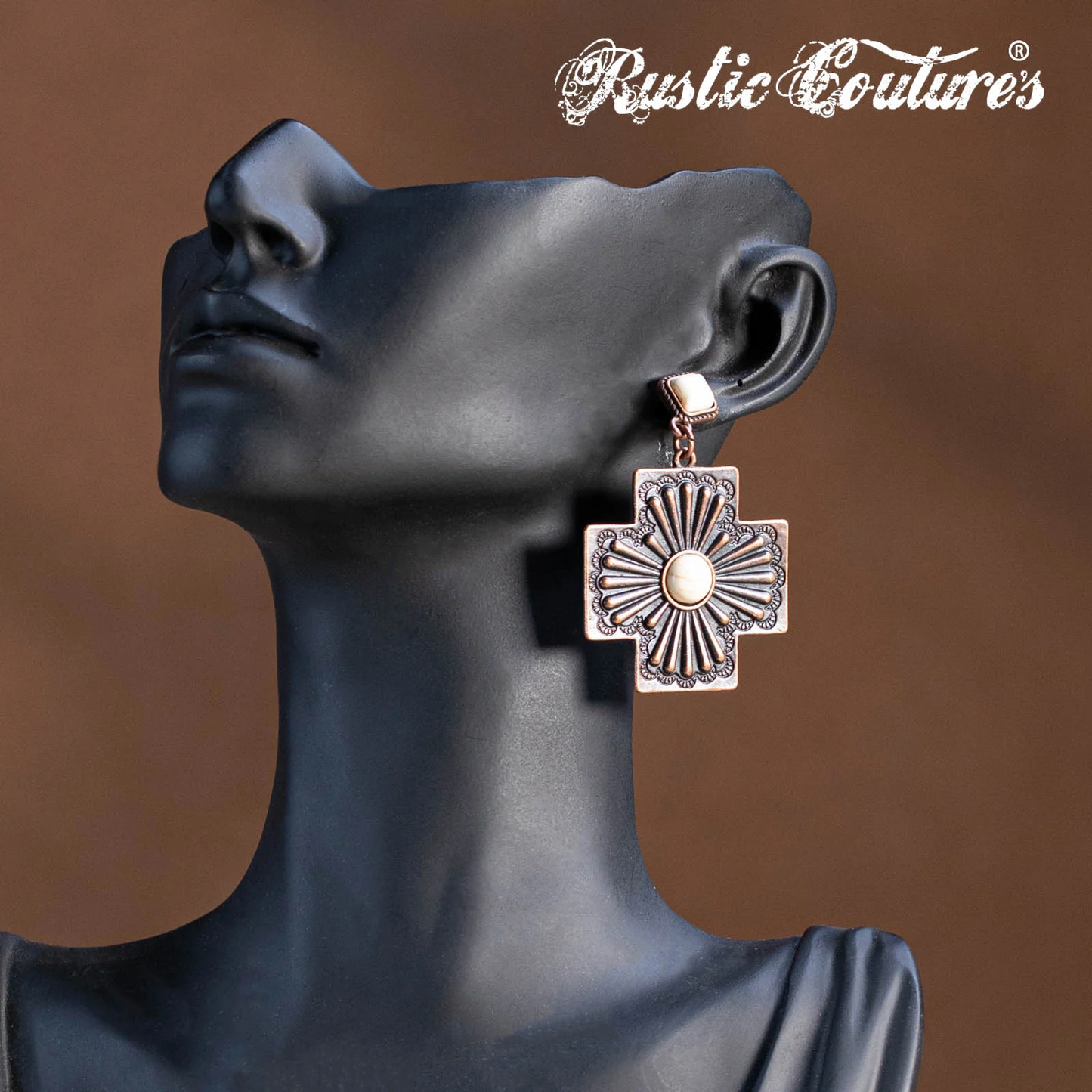 Rustic Couture Cross Earrings