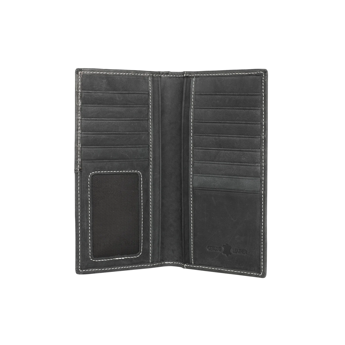 Genuine Leather Bi-Fold Long Wallet
