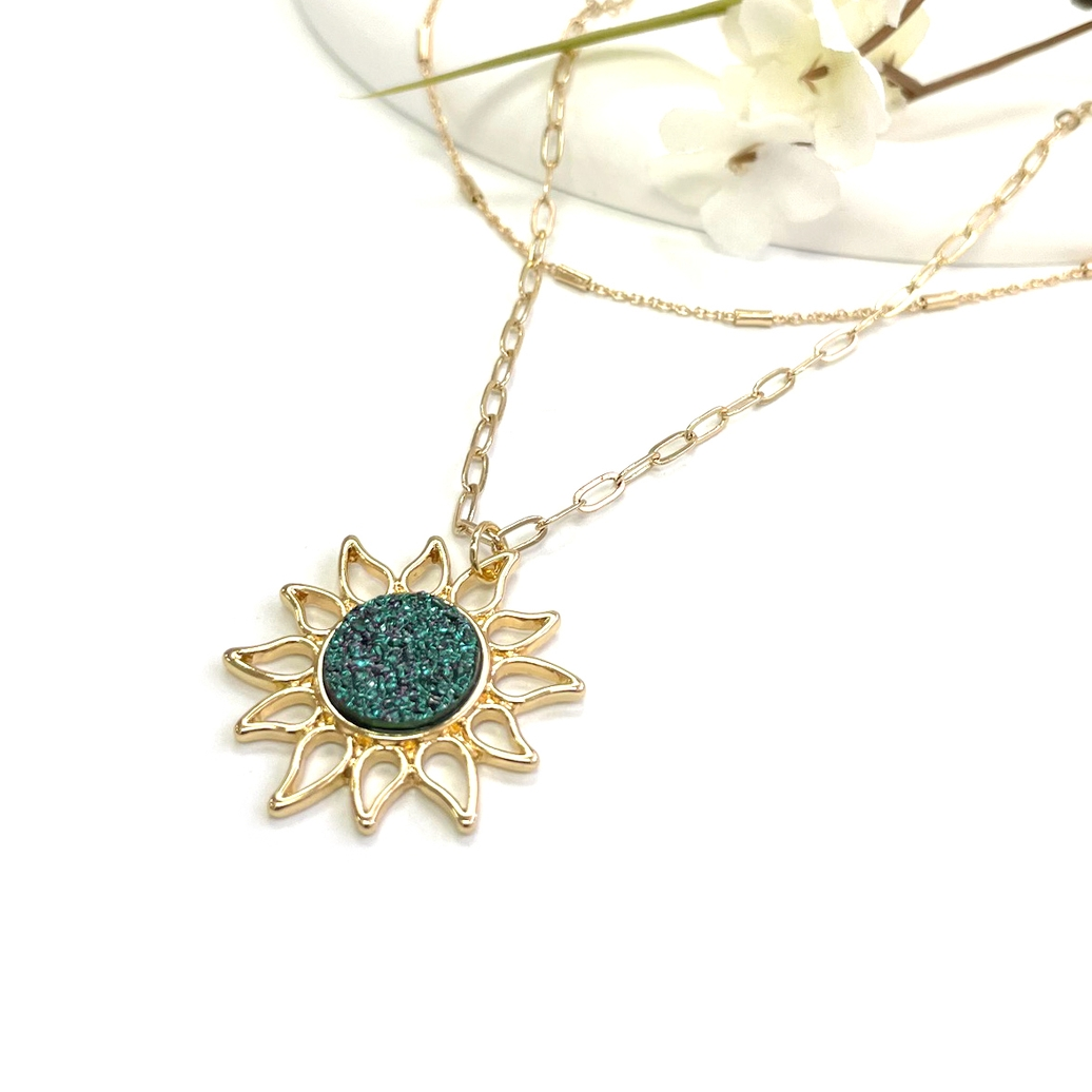 Druzy Sunflower Necklace