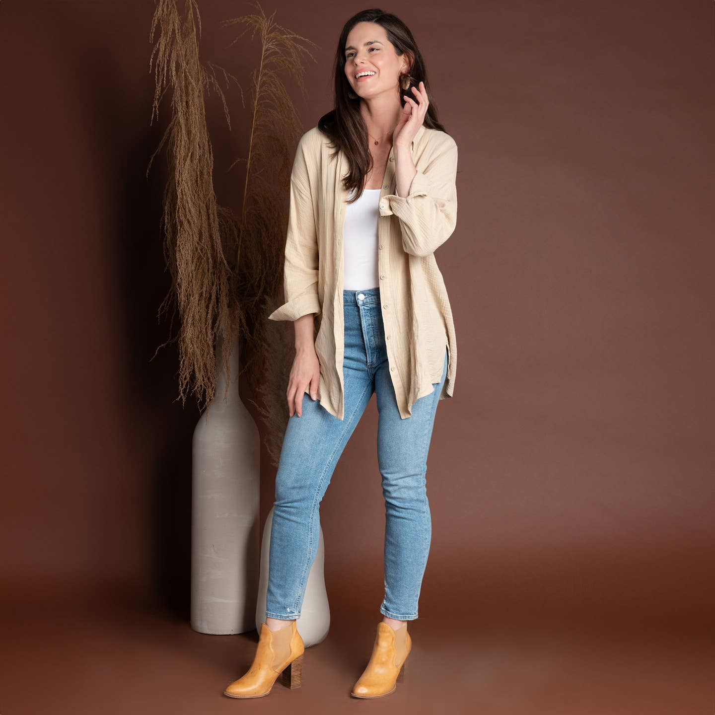 Aaliyah Gauze Long Sleeve Top