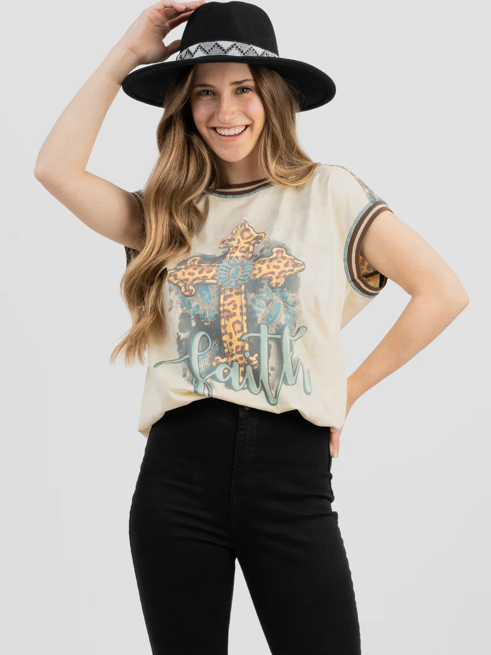 Delila Mineral Wash Cross Tee