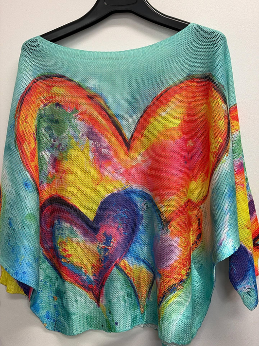 Turquoise Triple Hearts Sweater