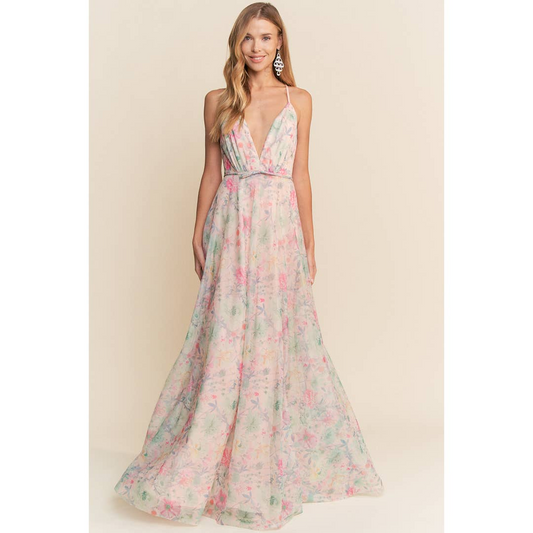 Floral Chiffon Gown