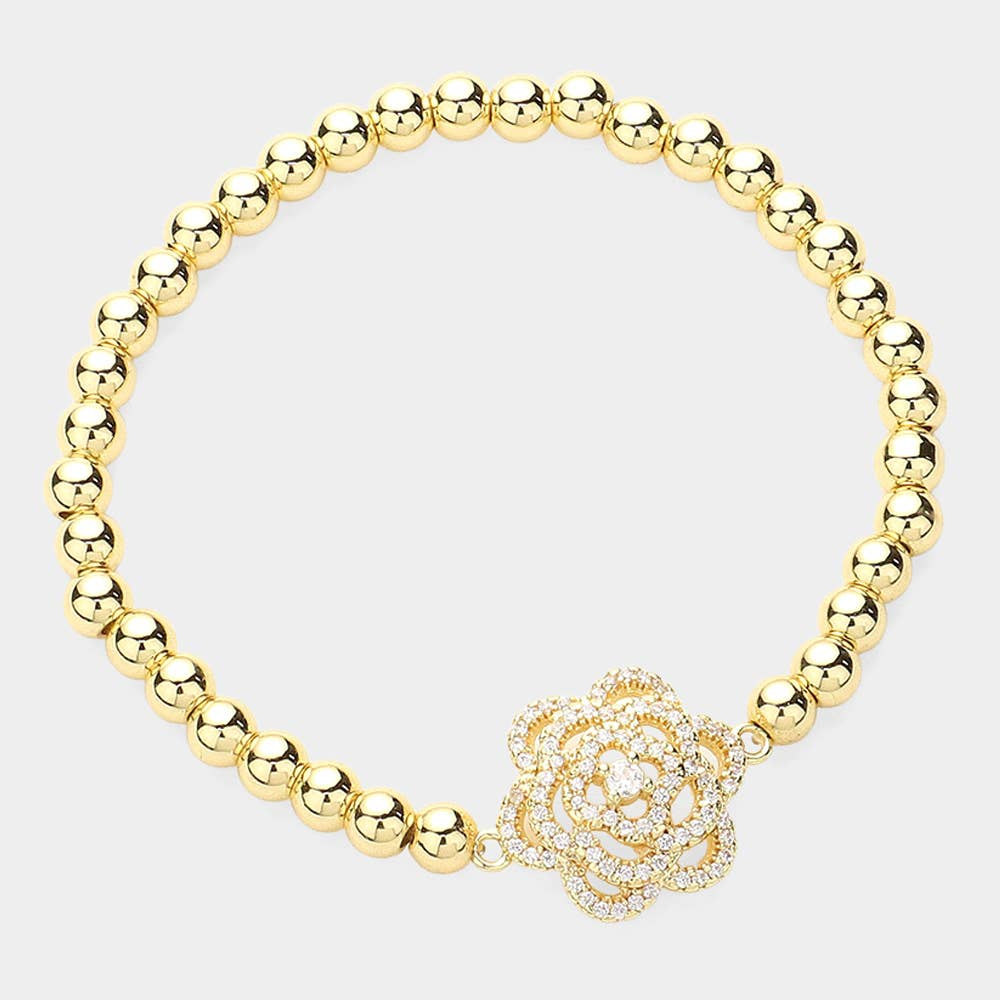 CZ Flower Stainless Steel Bracelet