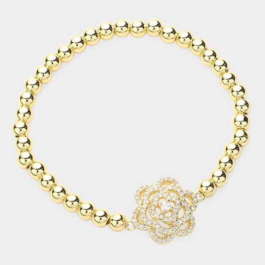 CZ Flower Stainless Steel Bracelet