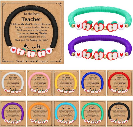 Teacher Clay Bead Stretch Bracelet