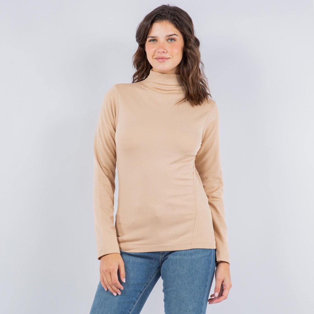 Fleece Lined Mock Neck Top