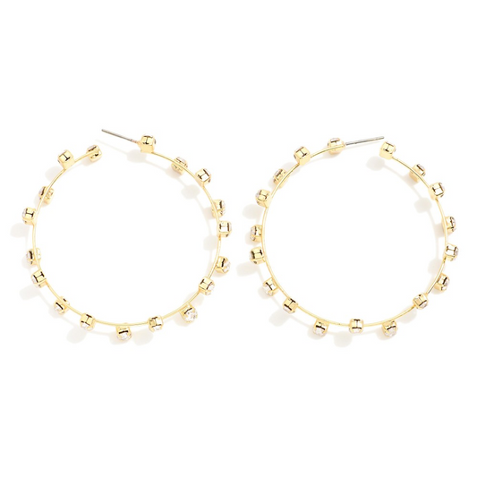 Wire Rhinestone Hoop Earrings