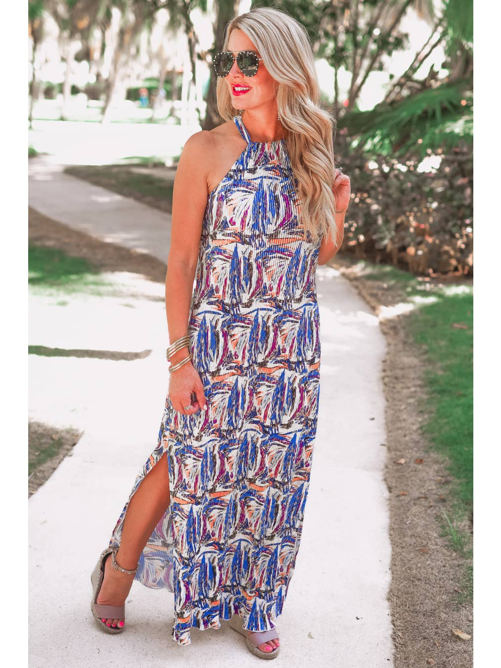 Millionaire Metallic Pleated Dress