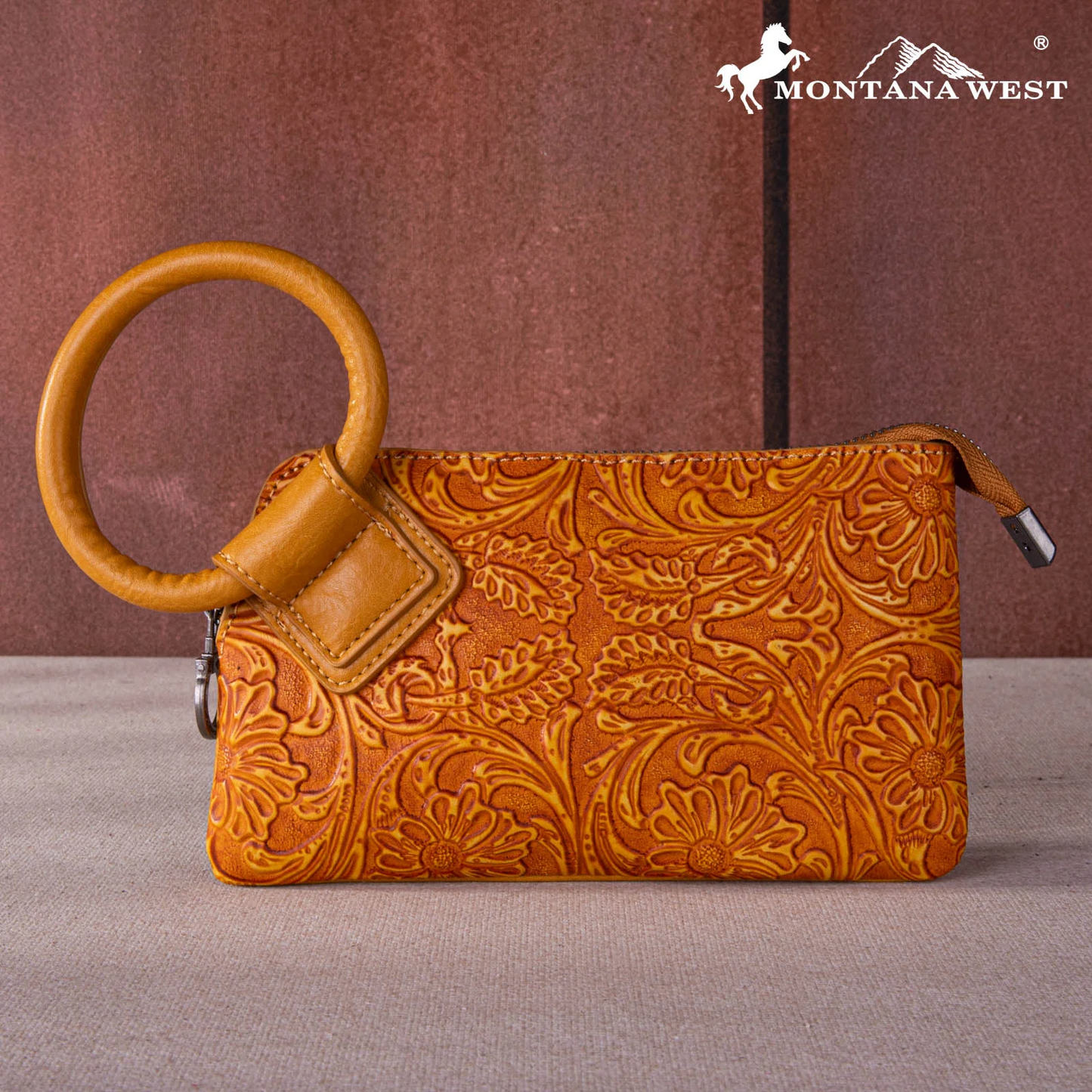 Floral Tooled Wristlet