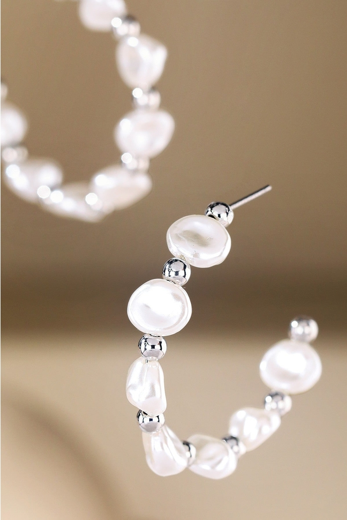 Pearl Beaded Hoops