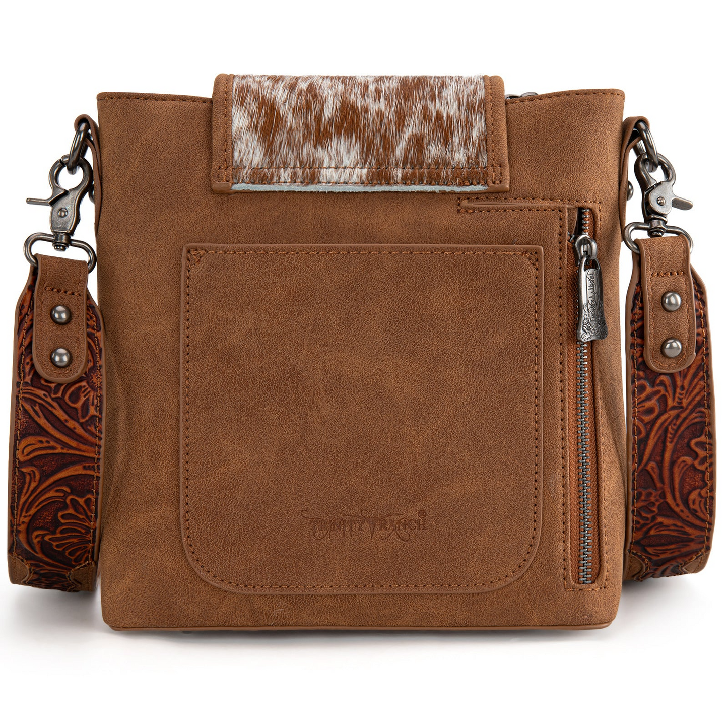 Hair-On Hide Tooled Concealed Carry Crossbody