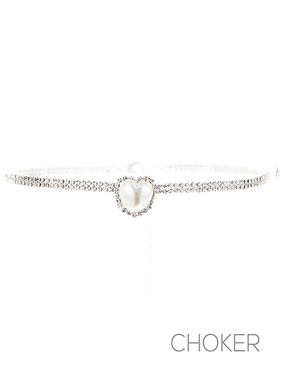 Rhinestone Heart Choker