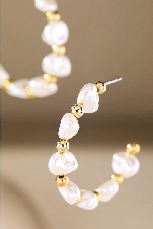 Pearl Beaded Hoops