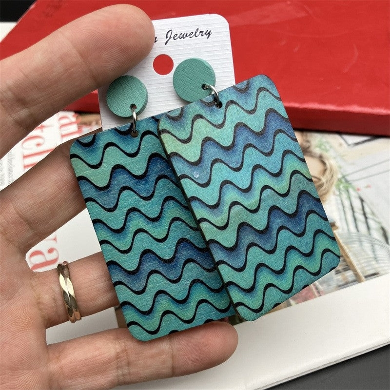 Geometric Wooden Earrings
