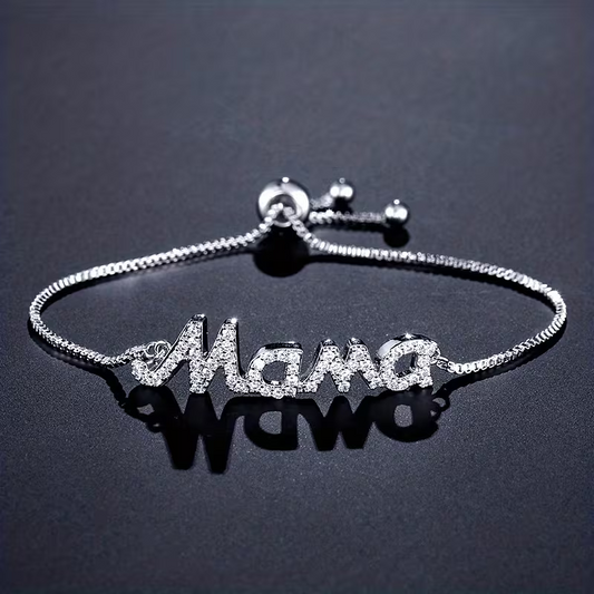 Mama Rhinestone Adjustable Bracelet