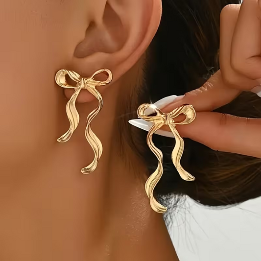 Long Ribbon Bow Earrings