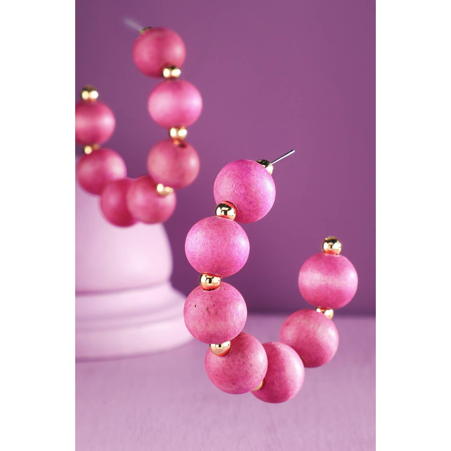 Beaded Open Hoop Earrings