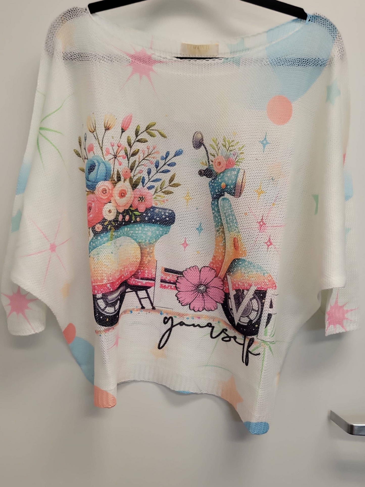 Floral Scooter 3/4 Sleeve Sweater