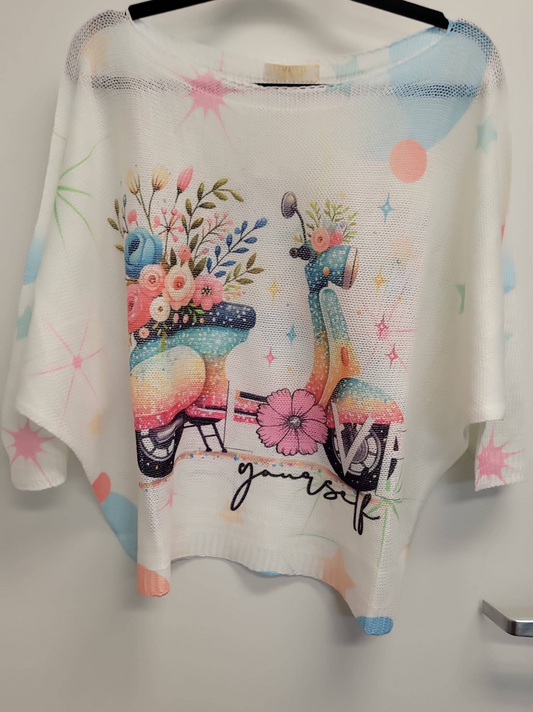 Floral Scooter 3/4 Sleeve Sweater