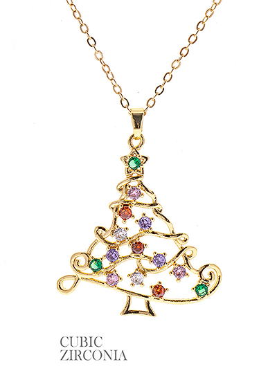 CZ Christmas Tree Necklace