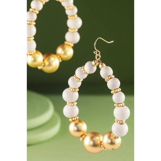 Wood Bead Teardrop Earrings