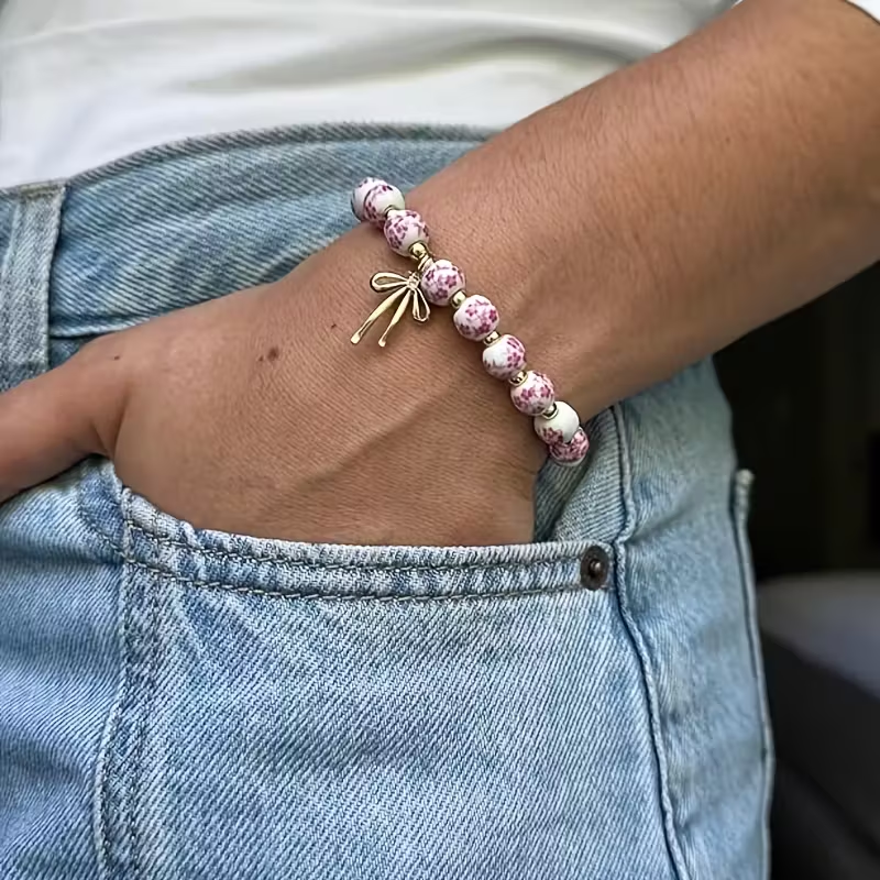 Porcelain Bead Bow Charm