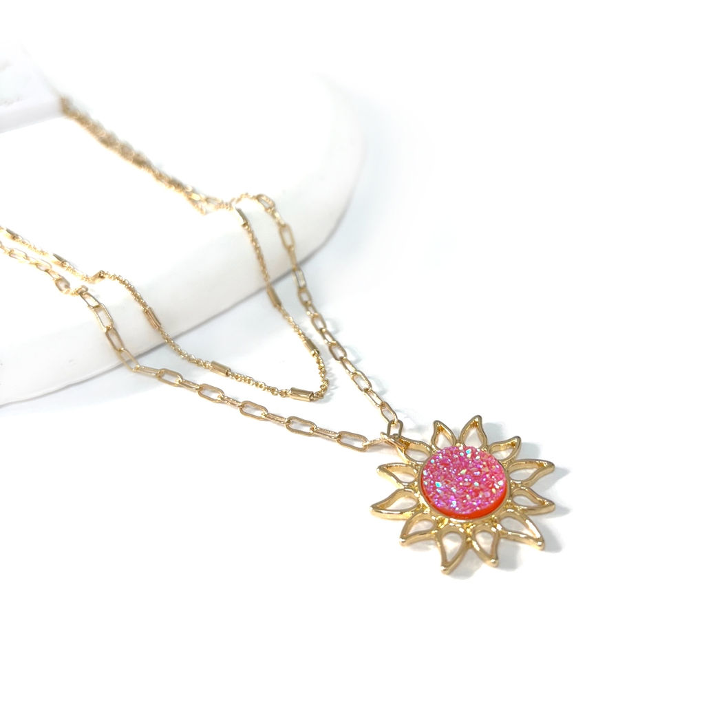 Druzy Sunflower Necklace