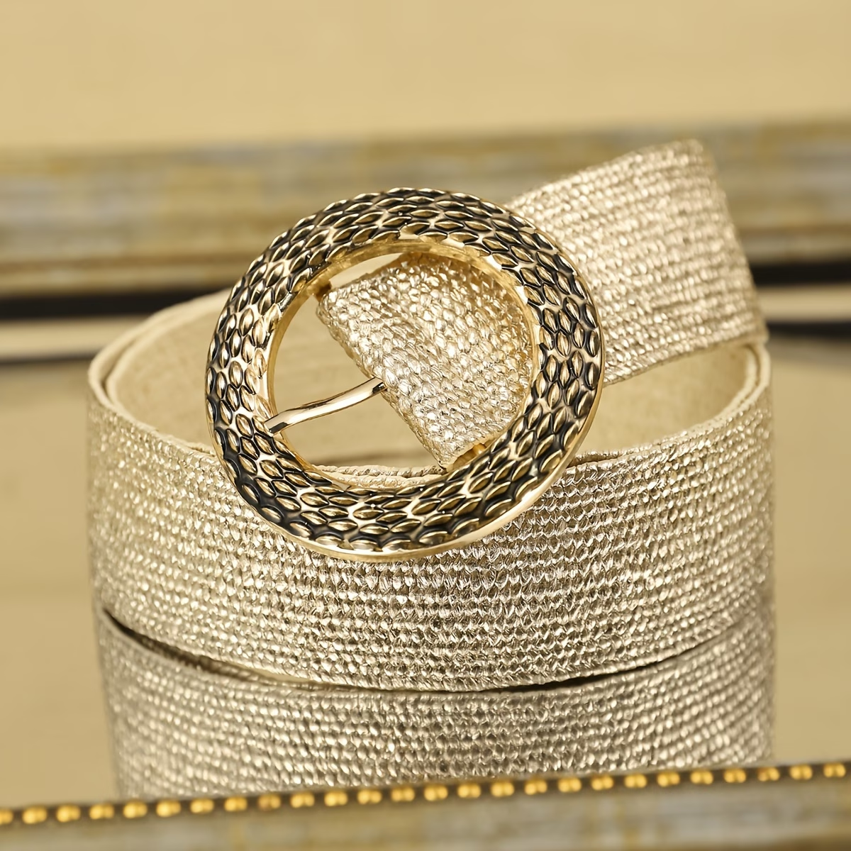 Round Buckle Stretch Belt