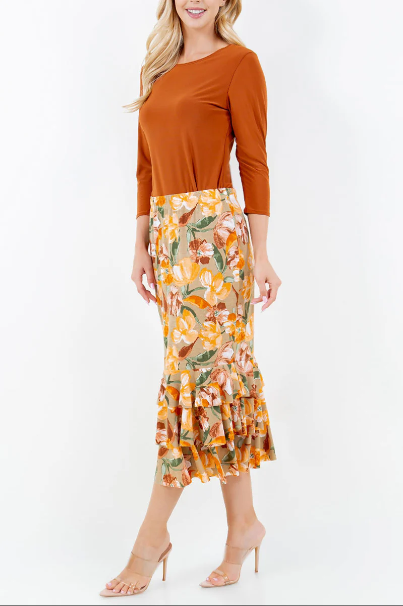 Ruffled In Flowers Skirt