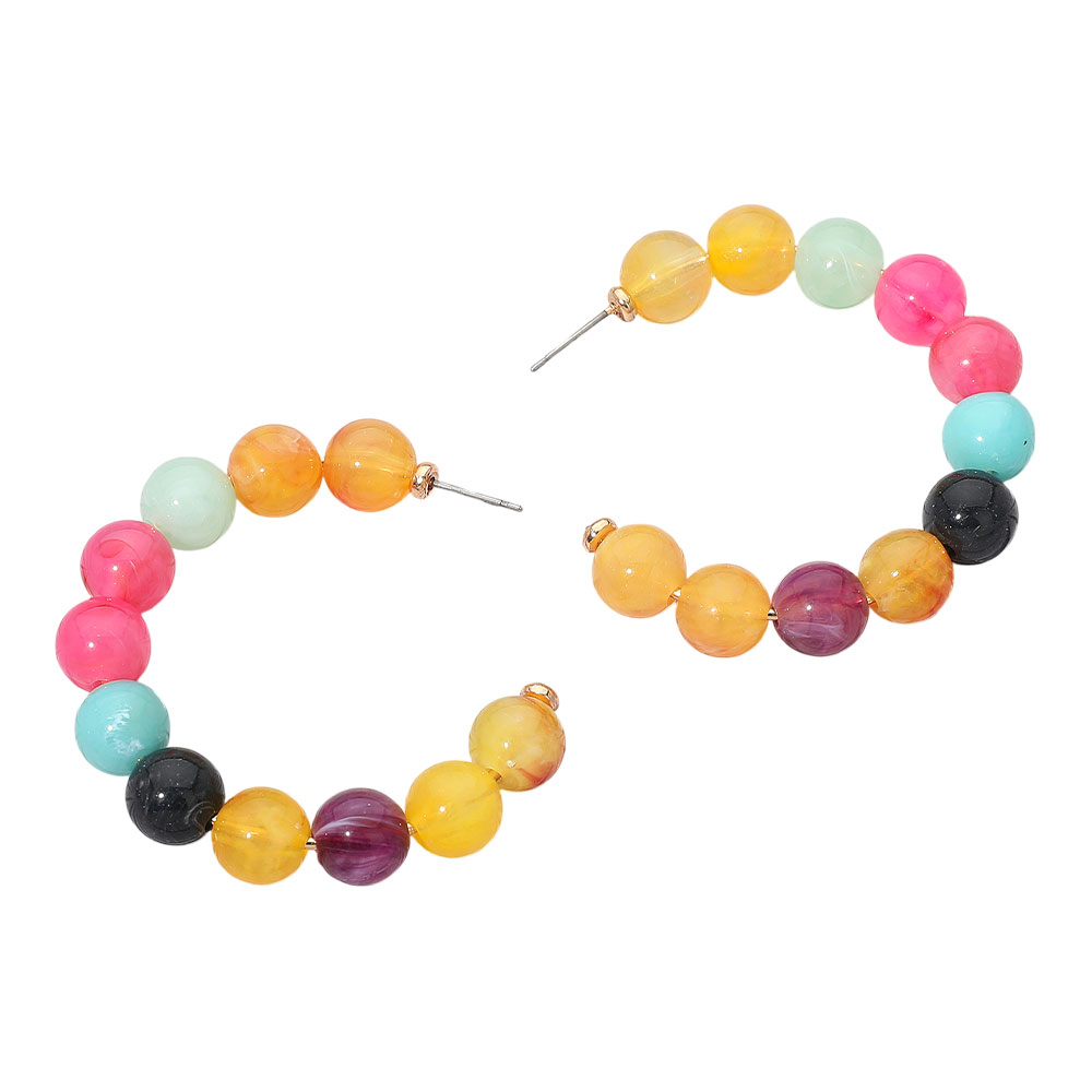 Resin Ball Beaded Hoops