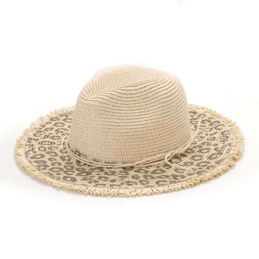 Leopard Fringe Straw Fedora - Lady Dorothy Boutique