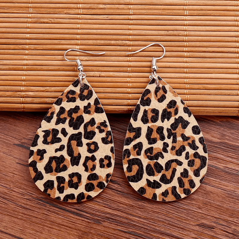 Leopard Leather Earrings - Lady Dorothy Boutique