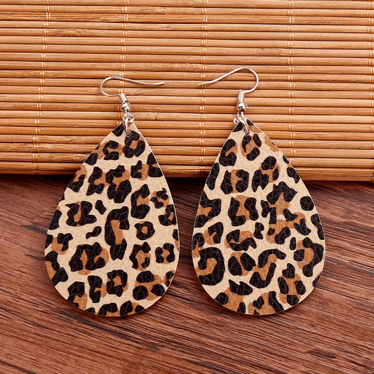 Leopard Leather Earrings - Lady Dorothy Boutique