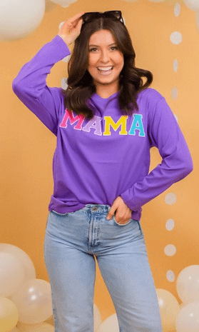 MAMA Patch Long Sleeve Tee - Lady Dorothy Boutique
