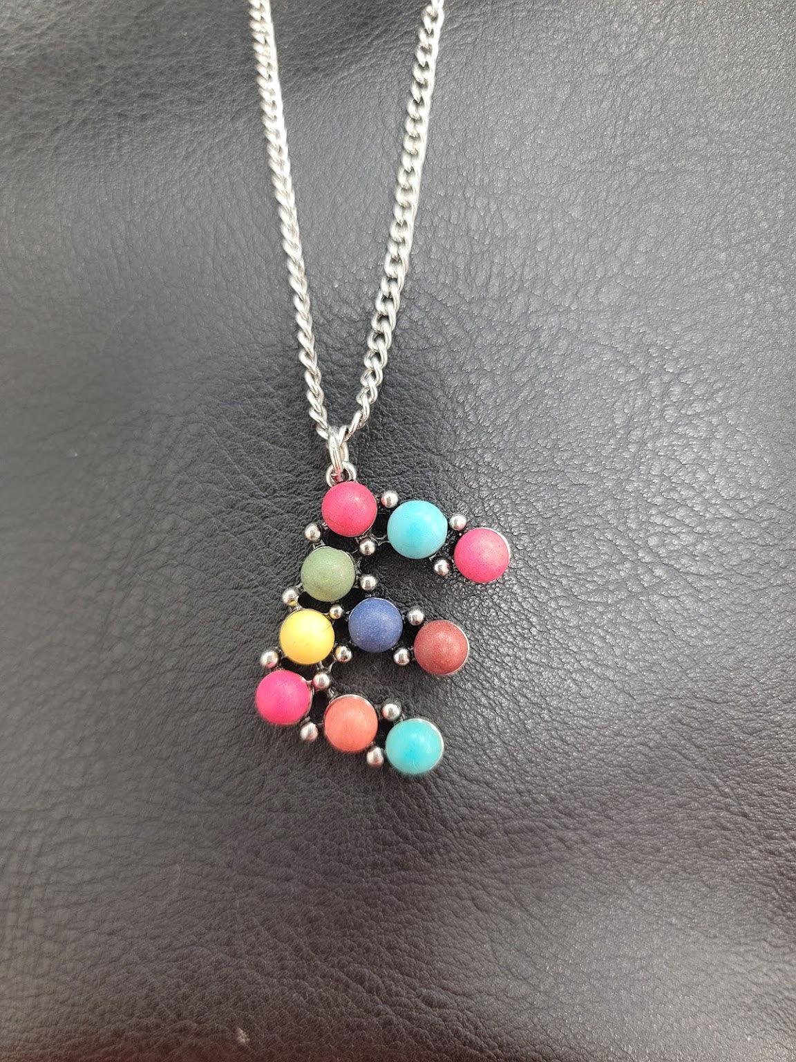 Multi Color Stone Letter Necklace - Lady Dorothy Boutique