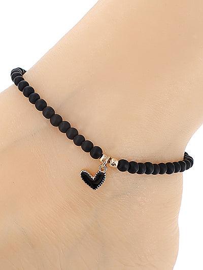 Natural Bead Heart Anklet - Lady Dorothy Boutique