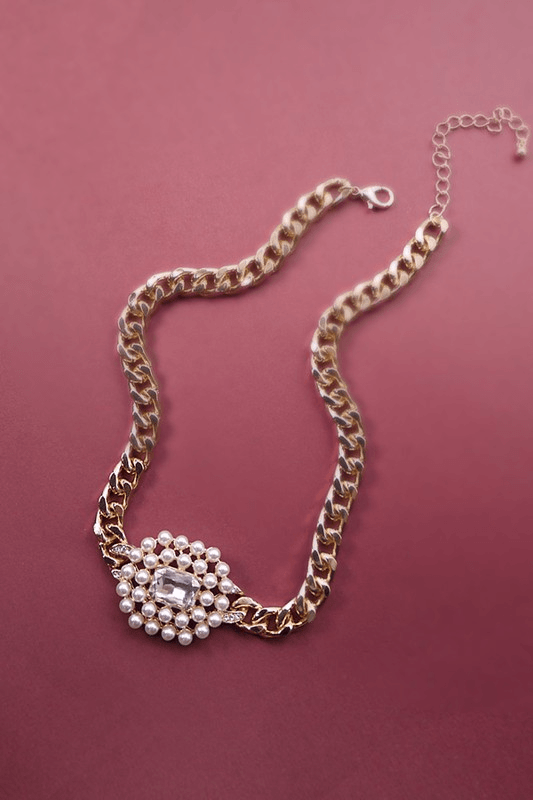 Pearl Rhinestone Necklace - Lady Dorothy Boutique