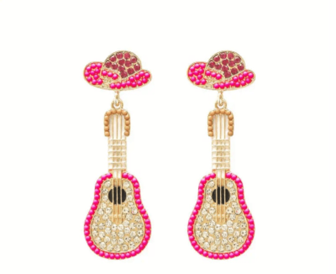 Rhinestone Guitar Earrings - Lady Dorothy Boutique