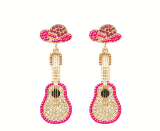 Rhinestone Guitar Earrings - Lady Dorothy Boutique