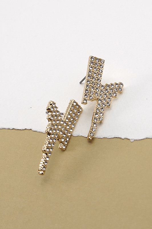 Rhinestone Lightning Bolt Earrings - Lady Dorothy Boutique