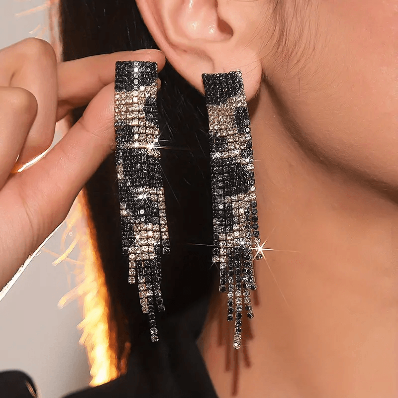 Rhinestone Tassel Earrings - Lady Dorothy Boutique