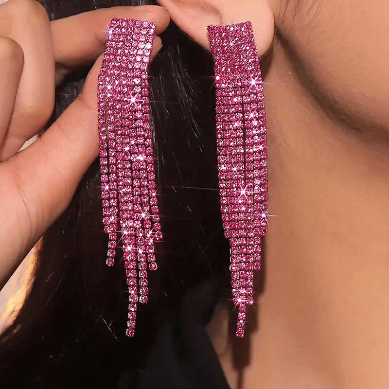 Rhinestone Tassel Earrings - Lady Dorothy Boutique